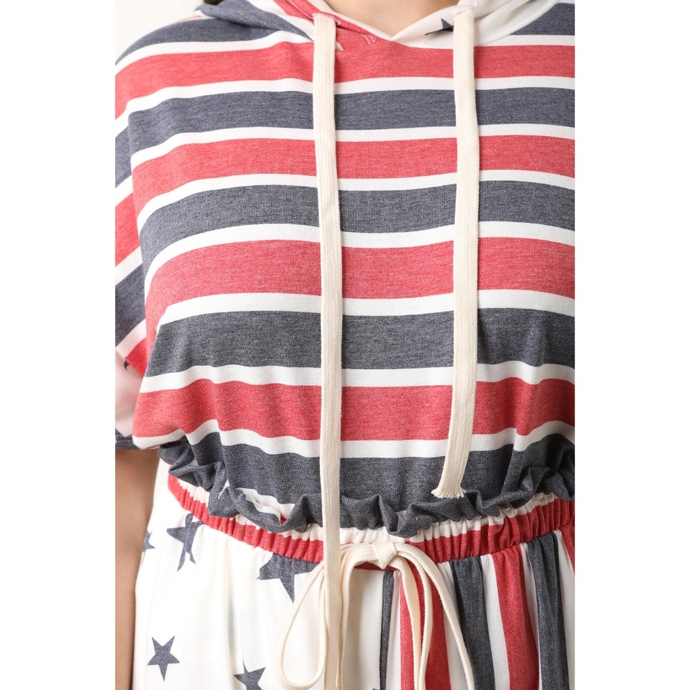 Stars And Stripes Hoodie Top With Shorts Set - Picture 2 of 6